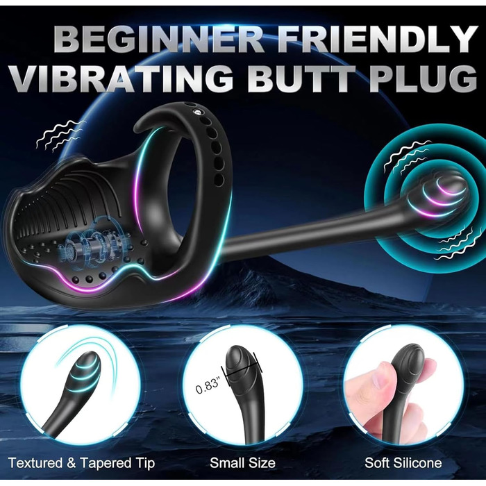 Вібраційний кільце для статевих органів з пультом дистанційного керування, 10 режимів вібрації, стимулятор G-точки, масажер для чоловіків та пар