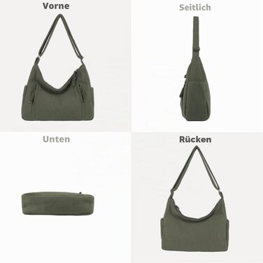 Жіноча сумка-шопер Cord Tote Bag: велика сумка через плече та хобо для школи та роботи, вельветова сумка з регульованим ременем (один розмір, зелена)