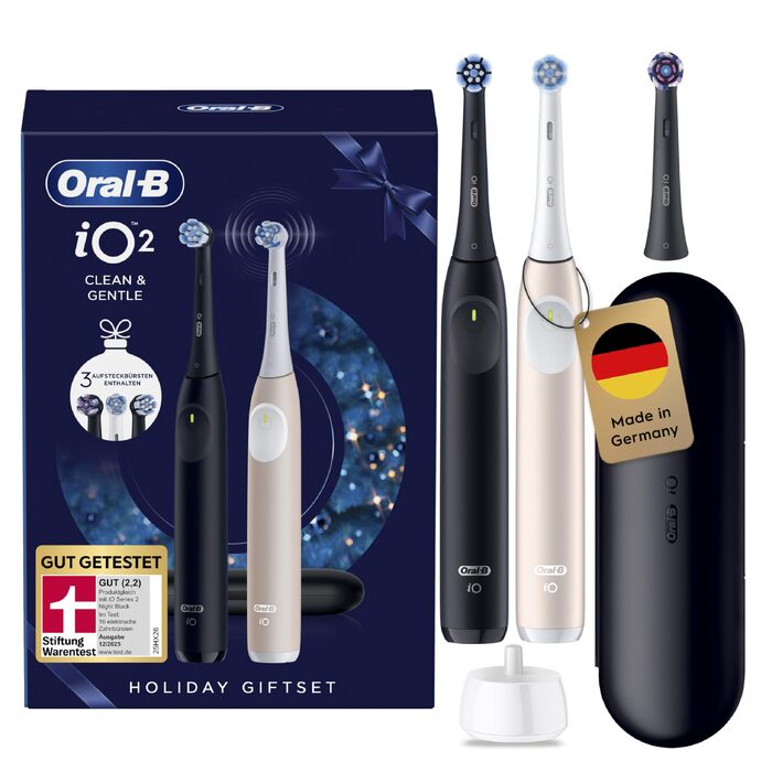 Електрична зубна щітка Oral-B iO Series 2, чорна (Night Black), 3 режими чищення, набір з 2 щіток та дорожнім футляром