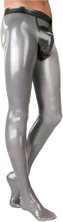 Легінси чоловічі Latexhose з блискавкою спереду, Cool Sexy Clubwear, 0.4 мм, 3XL, срібні, чорні