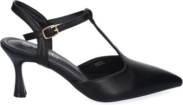 Жіночі елегантні туфлі-човники Stiletto на підборах з гострим носком та ремінцем, чорні (розмір 37 EU)