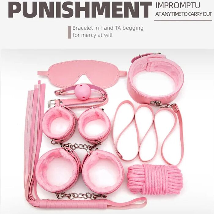 Набір BDSM 25 предметів: кайдани, реалістичний анал-плаг, кліпси для сосків, батіг, маска для очей