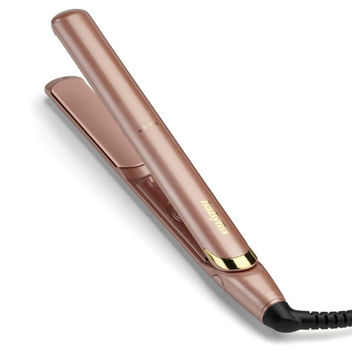Випрямляч для волосся BaByliss Rose Gold 2598PE з керамічними пластинами, регулювання температури до 235°C, швидкий нагрів, універсальна напруга