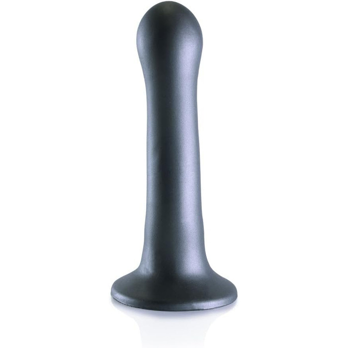 Вагінальний дildo з присоском, ультрам'який, вигнутий, для стимуляції G-точки, 17 см, Gun Metal