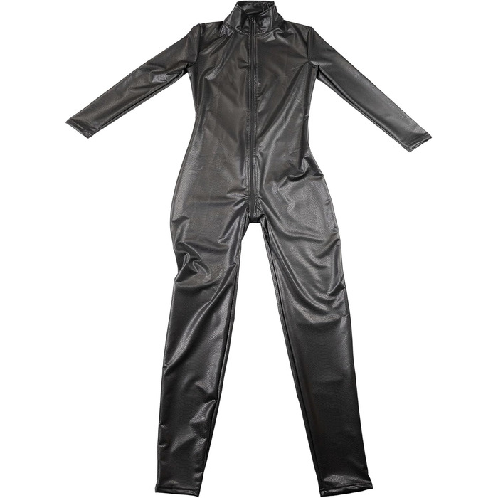 Костюм Кота (Чорний) з Еластичної Шкіри для Дівчат - Елегантний Комбінезон з Застібкою на Кроці, Розмір L, Шкіра, Зі Зміїним Малюнком