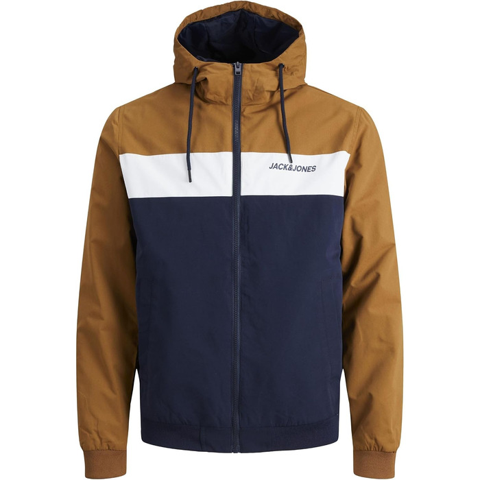 Чоловіча куртка-бомбер JACK & JONES Jjerush Hood Noos з капюшоном, чорно-біла (XXL)