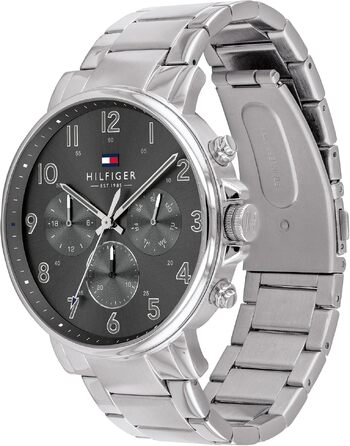 Чоловічий кварцовий годинник Tommy Hilfiger Multi з багатофункціональним циферблатом, сталевий браслет, колір Grey Metal