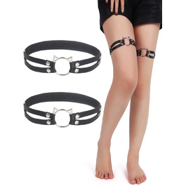 Чорні набедрені стрічки для панчіх Ohyeah (2 шт.), універсальний розмір, готичний стиль