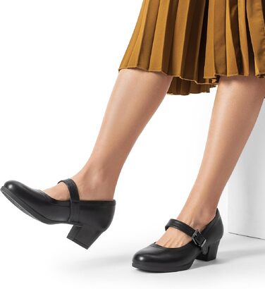 Жіночі туфлі Mary Jane DREAM PAIRS на масивному високому каблуку, класичні чорні pumps для вечірніх суконь (розмір 41 EU, чорний)