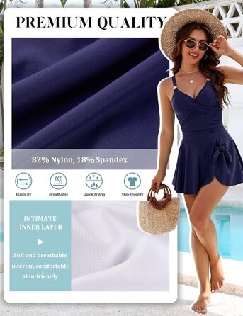 Купальник жіночий Badeanzug Damen з V-подібним вирізом, push-up, суцільний, для схуднення, пляжний, літній (темно-синій, S)