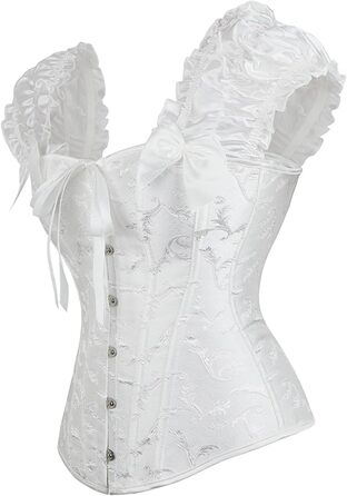 Корсет для жінок, корсет повномірного бюсту, топ-корсет готичний вінтажний, корсаж, бюстєль з бретелями, квітковий, з кісточками, повномірний, топ-корсет, ренесанс, шнурування, топ-корсет, білий, XL