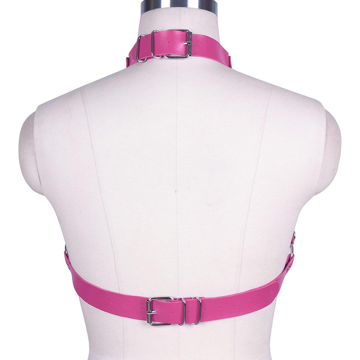 Жіночий шкіряний халат для тіла Petmhs, повне покриття, готичний, панк, пояс для грудей (рожевий)