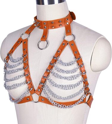 PETMHS Корсет з шкіри для жінок, повне покриття, готичний стиль, помаранчевий колір