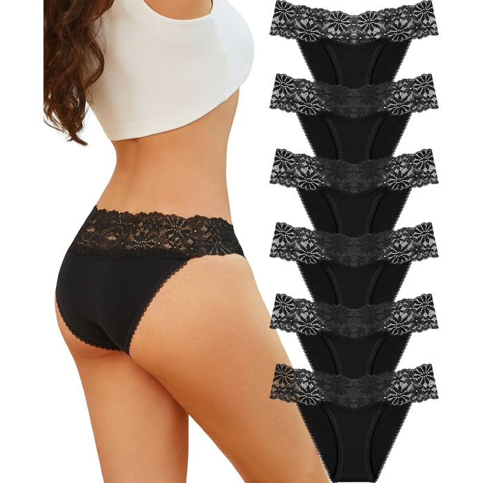 6-Piece Set жіночих трусиків: бавовна, мереживо, дихаючі, комфортні. Multipack S-M