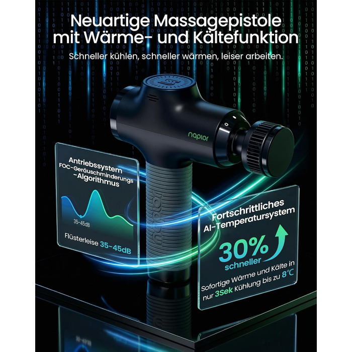 Перкусійний масажер Naplor Massage Gun з функціями підігріву та охолодження для м'язів