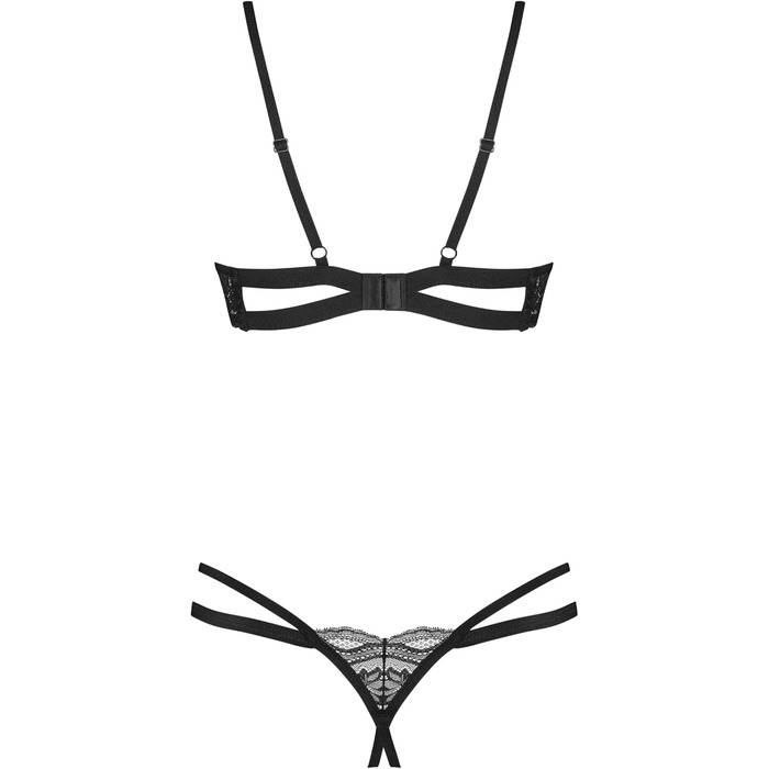 Сексуальний жіночий комплект нижньої білизни Selente Love & Fun: бюстгальтер, трусики та шовкова маска для очей (M-L, чорний)