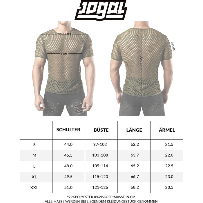 Чоловіча футболка JOGAL з ефектом прозорості, сітчаста, червона, розмір XXL
