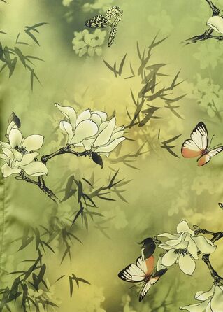 Шовковий халат-кімоно Ledamon для жінок, 100% шовк, класичний квітковий халат, нічна сорочка (один розмір, зелений/жовтий)