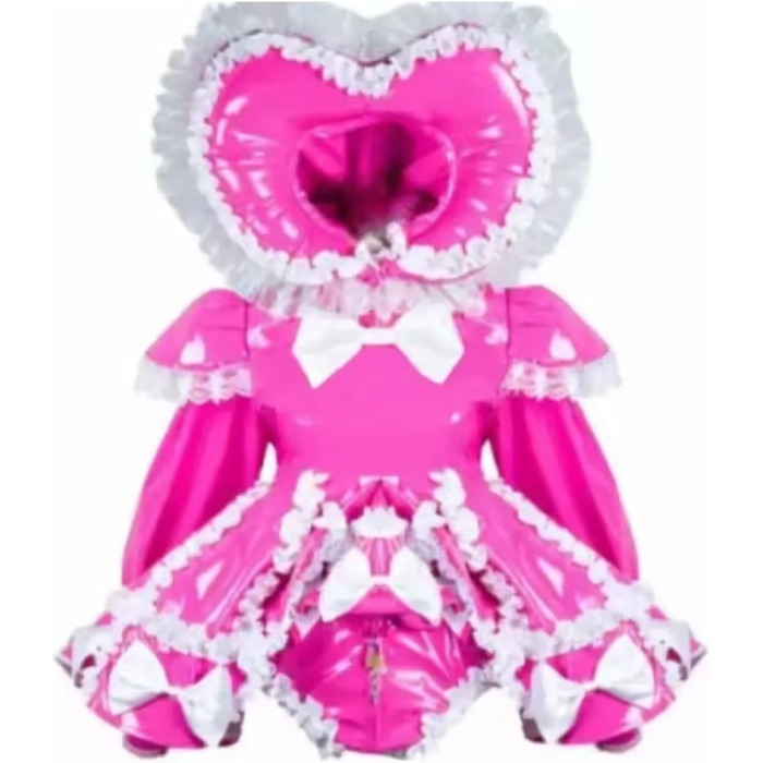 Костюм горничної DDINGHOONQPODFR для жінок: червоне плаття з капелюхом, PVC, Cosplay, на Halloween, з замком, індивідуальний дизайн