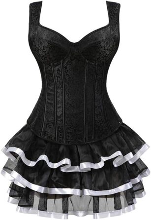 Жіноча спідня білизна: Сексуальний корсет-топ у стилі стимпанк з шнурівкою та блискавкою, готичний корсет-сукня Overbust (3XL)
