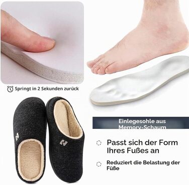 Чоловічі домашні капці RockDove з підкладкою шерпа та ефектом пам'яті Memory Foam, розмір 42/43 EU, чорні