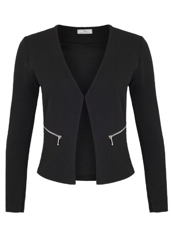 Жіночий діловий піджак Blazer елегантний приталений з кишенями, чорний, розмір XL