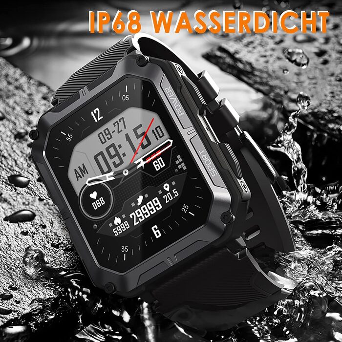 Тактичний смарт-годинник для чоловіків Military Watch: водонепроникний IP68, 1.83
