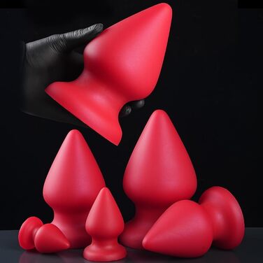 Силіконовий анальний плаг Jomyu Weichen з присоскою для масажу G-точки та простати, анальний дилататор для жінок та чоловіків, червоний, XXL