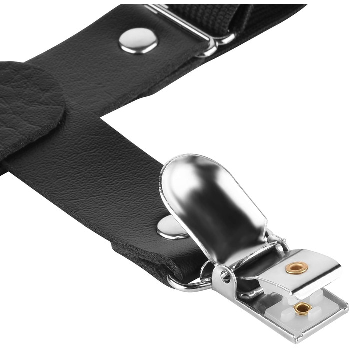 Чорні мереживні напульчники для ніг з кліпсами Beautyflier, PU-шкіра, еластичні, готичний стиль, універсальний розмір