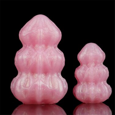 Анальні кульки з рідкого силікону Soarvlorfy (3 шт.) - стимулятори G-точки та простати, рожеві, M