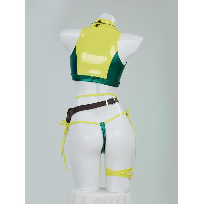 Костюм косплею Mobbunny для жінок, сексуальний комплект спідньої білизни, топ та спідниця з пов'язкою на голову, рукавичками, зелений для Хелловіну