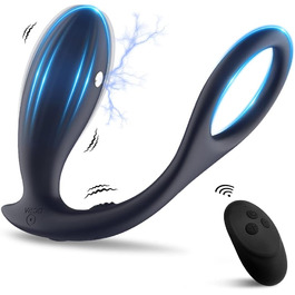 Анальні вібратори PQKuss для пар: стимулятор простати з 3 режимами шоку та 10 вібрацій, електричний анальний плагін та кільце для пеніса, силікон