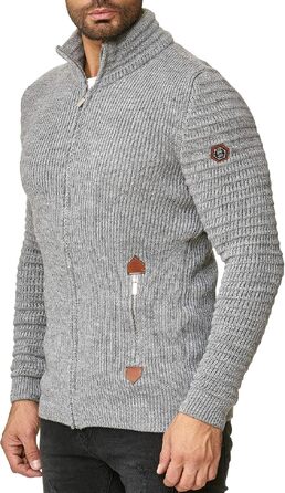 Чоловічий в’язаний кардиган Redbridge зі стійким коміром Basic Luxury, сірий, розмір XL