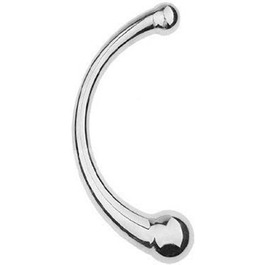 Анальний дildo з нержавіючої сталі з двома наконечниками для пар, масаж G-точки, сталевий фетиш, L, сріблястий