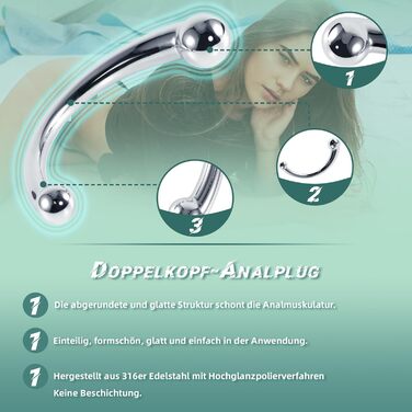 Анальний плагін AMZABEE з подвійним наконечником, металевий, масажер G-точки, дildo, унісекс, для дорослих