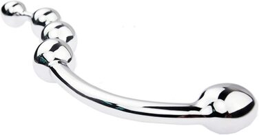 Анальний масажер з подвійною головкою HeYie - анальні перлини, вигин, сталь, для чоловіків та жінок