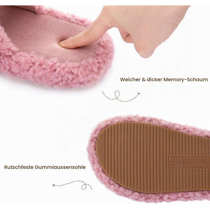 Жіночі м'які капці RockDove з ефектом пам'яті (Memory Foam), розмір 38/39 EU, колір старорожевий