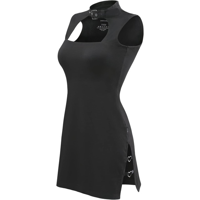 Чорне міні-плаття LittleForBig з бавовни без рукавів у стилі кібер-гот з коміром, 3XL