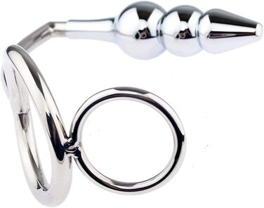 Сталевий подвійний кільце для статевих органів, кільце для яєчок, металевий гачковий кільце, анальний гачок з анальним плугом, кільце для статевих органів з анальним плугом, анальні кулі, розтягувач яєчок, сексуальна іграшка для чоловіків, пар, 40 мм
