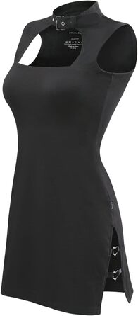 Чорне міні-плаття LittleForBig з бавовни без рукавів у стилі кібер-гот з коміром, 3XL