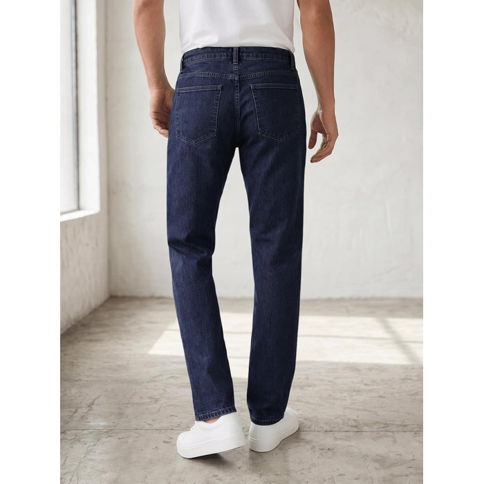 Чоловічі джинси Runcati Slim Fit з бавовни та стрейч, однотонні темно-сині штани для повсякденного та ділового стилю (31W / 30L)