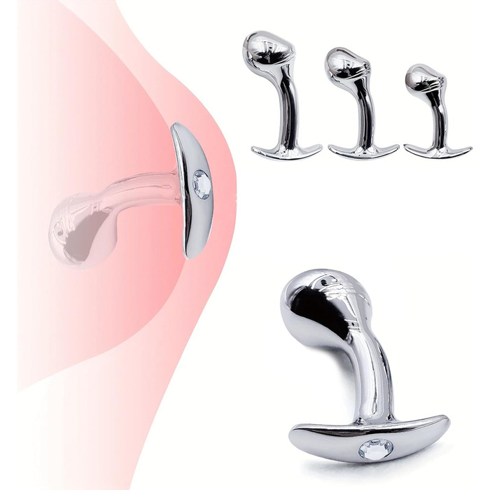 Металевий набір анальних заглушок HXLXW, S/M/L, стимуляція простати, для чоловіків та жінок