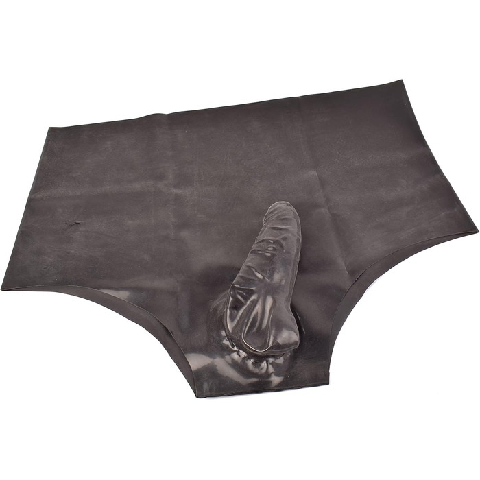 Латексний сліп з пеніс-карманом Rubberfashion - сексуальна латексна спідниця для чоловіків (M, чорний, 0.4 мм)