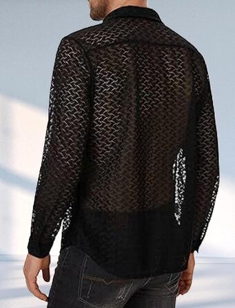 Футболка AIEOE для чоловіків, сітка, прозора, чорна (L)