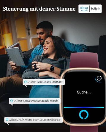 Смарт-годинник KALINCO для чоловіків та жінок: Bluetooth-дзвінки, вимірювання тиску, пульсу, SpO2, стресу, 100+ спортивних режимів, аналіз сну, сумісність з iOS та Android (Фіолетовий)
