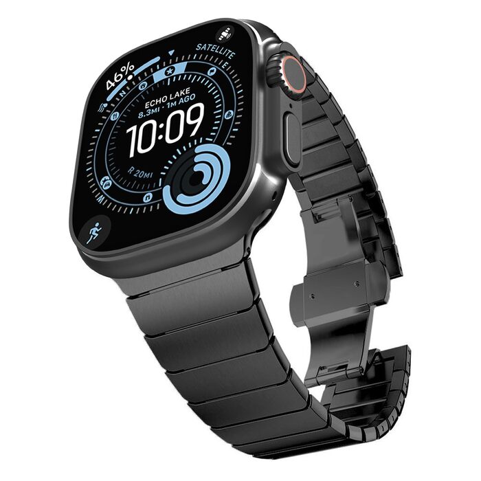 Сталевий ремінець-браслет CHANCHY для Apple Watch Ultra 2/1, Series 11/10/9/8/7/6/5/4/3/2/1, SE — металевий замінний ремінець, чорний, 38/40/41/42mm