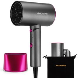 Складаний дорожній фен для волосся Aigostar 1800W з іонною технологією, 2 режими нагріву та холодний обдув, сірий