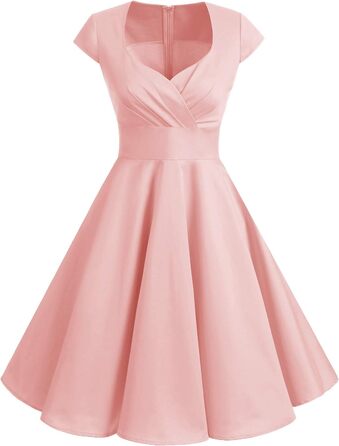 Сукня вінтаж Bbonlinedress 1950-х у стилі ретро, коктейльна Rockabilly з V-поглибленням, спідниця-кльош, вечірня, для вечірки, колір пудровий (M)