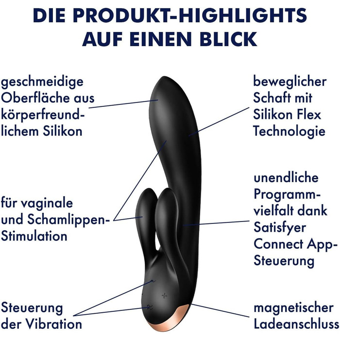 Satisfyer Double Flex Connect: вібратор-зайчик з Bluetooth-керуванням | Для жінок | Водостійкий (IPX7) | Силікон преміум-якість | Інтимні іграшки | Перезаряджається