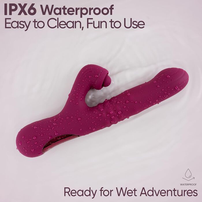 Вібратор для інтимної стимуляції SEKOVE Rabbit, Duale Стимуляція, перламутрові кульки, торкання клітора (Deep Purple)